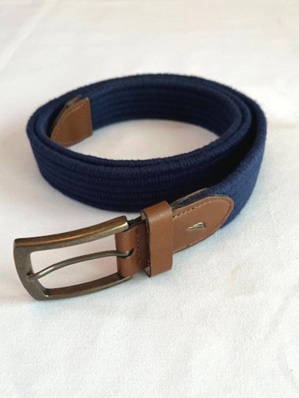 NAUTICA | Navy Blue Men's Stretch Braided Solid fabric belt-Like NEW